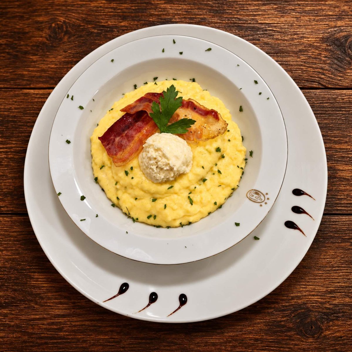 Cicvara sa slaninom — traditional cornmeal & cheese with bacon